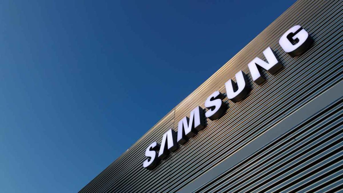 The logo of Samsung is seen on a building during the Mobile World Congress in Barcelona