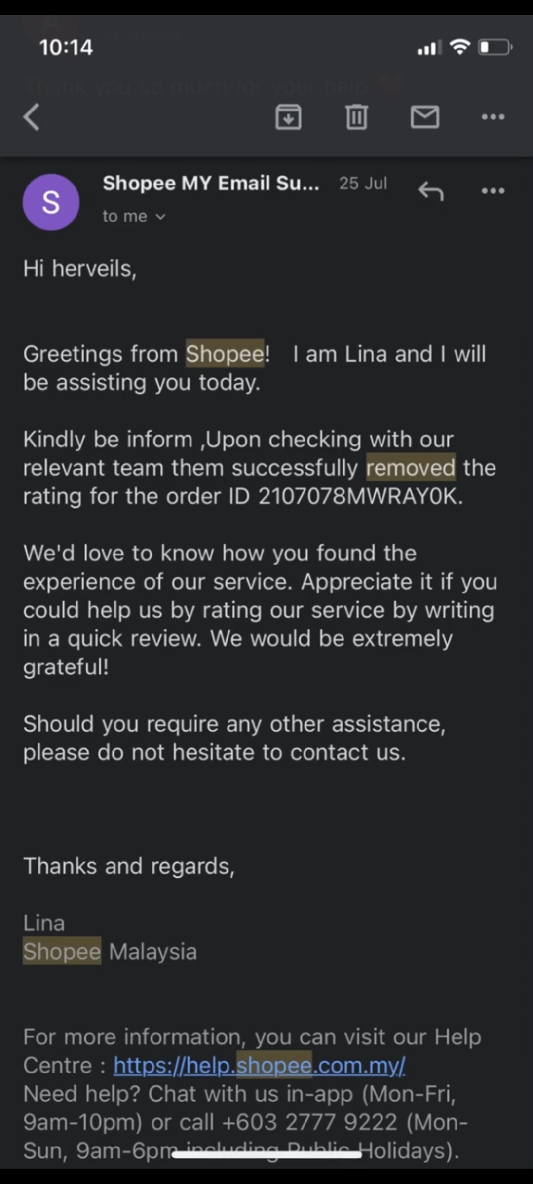 buang negatif rating di Shopee