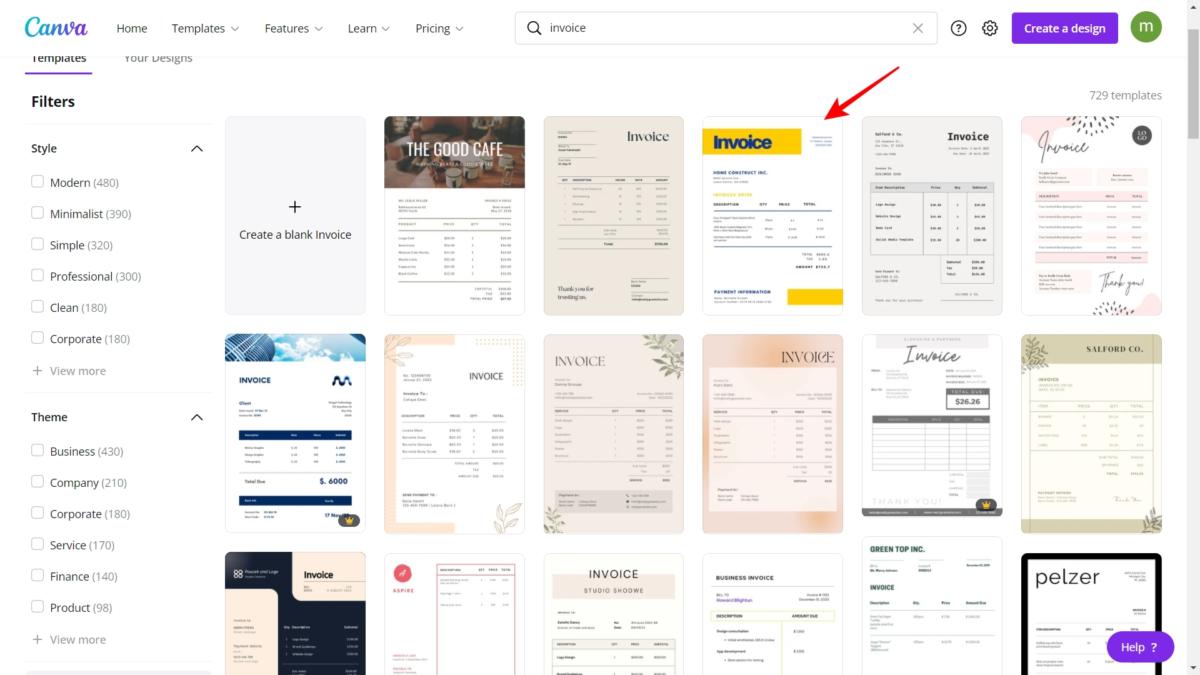 cara buat invoice canva