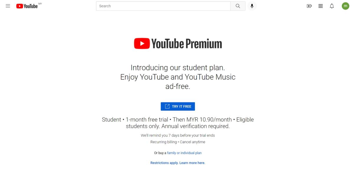 cara dapatkan diskaun youtube