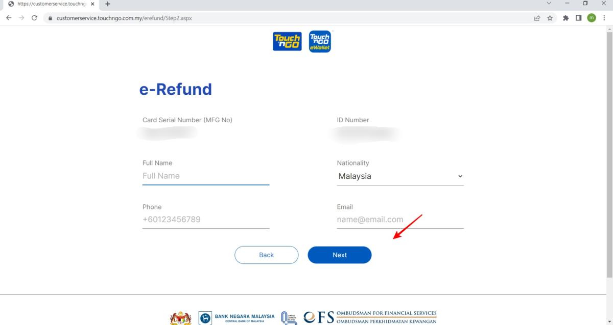 cara memohon refund tng