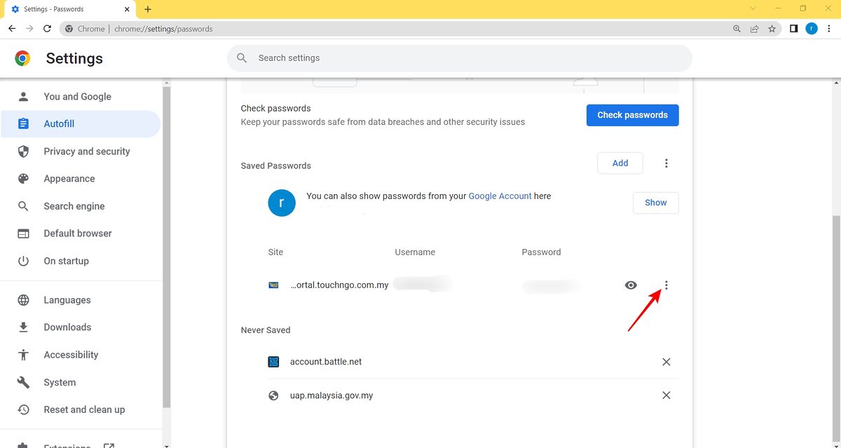 cara memadam password